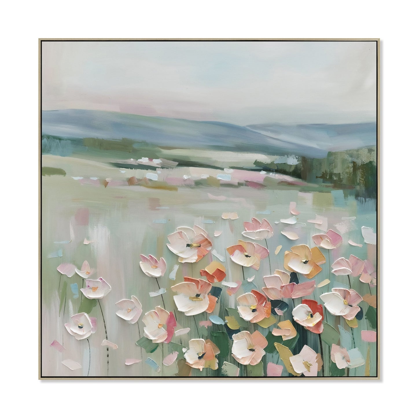100 x 100cm Framed Canvas - Natural
