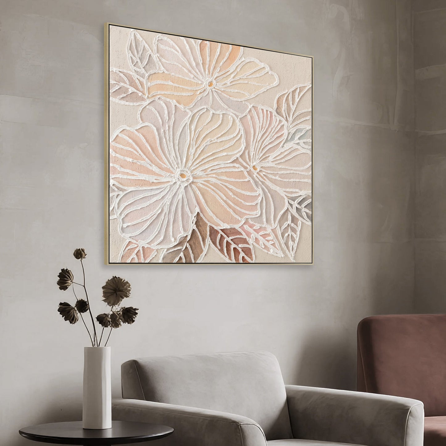 80 x 80cm Framed Canvas - Natural