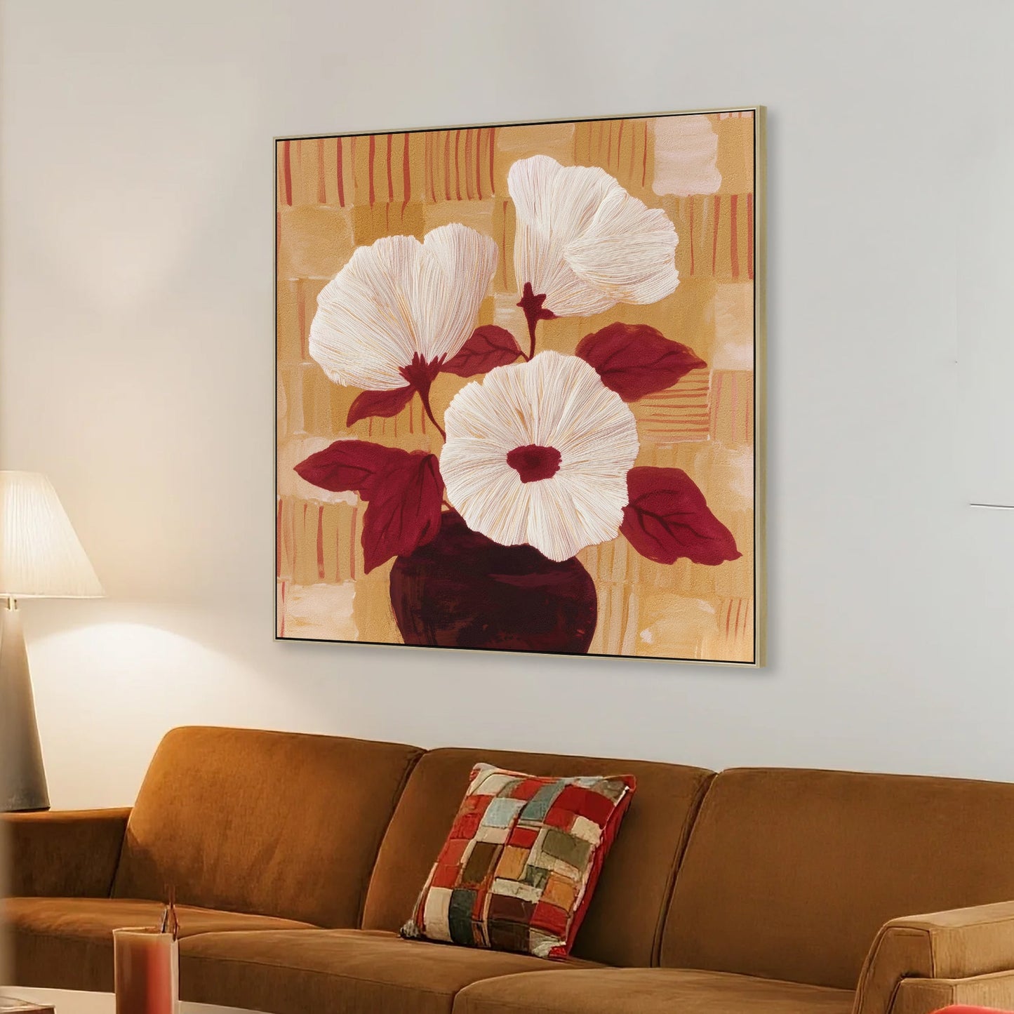 80 x 80cm Framed Canvas - Natural