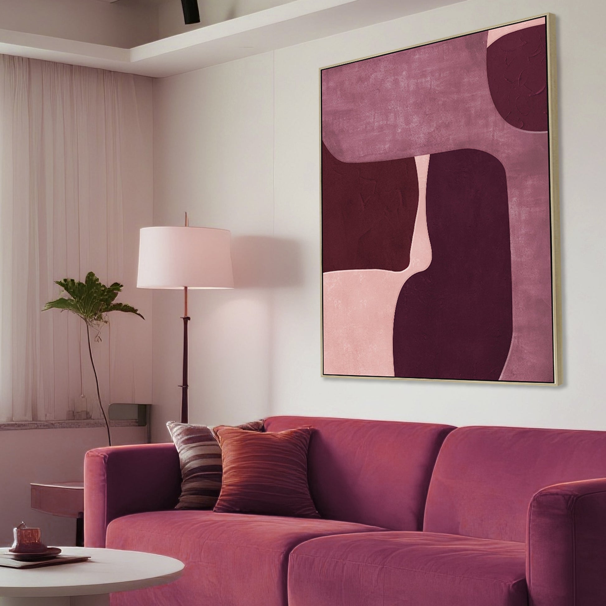 100 x 140cm Framed Canvas - Natural