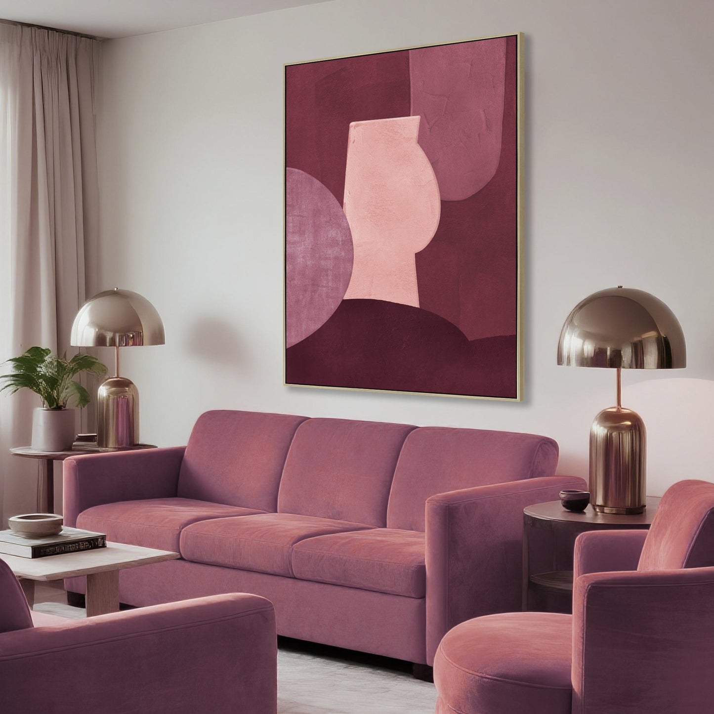 100 x 140cm Framed Canvas - Natural