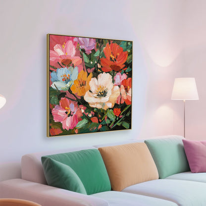 80 x 80cm Framed Canvas - Light Natural