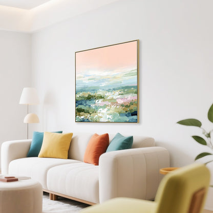 100 x 100cm Framed Canvas - Light Natural
