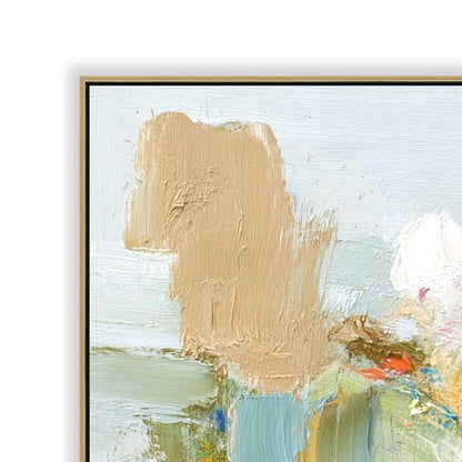 90 x 120cm Framed Canvas - Light Natural