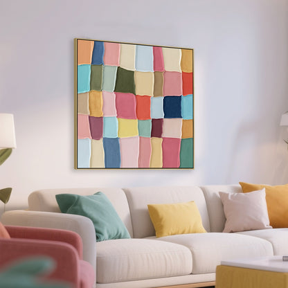 100 x 100cm Framed Canvas - Light Natural