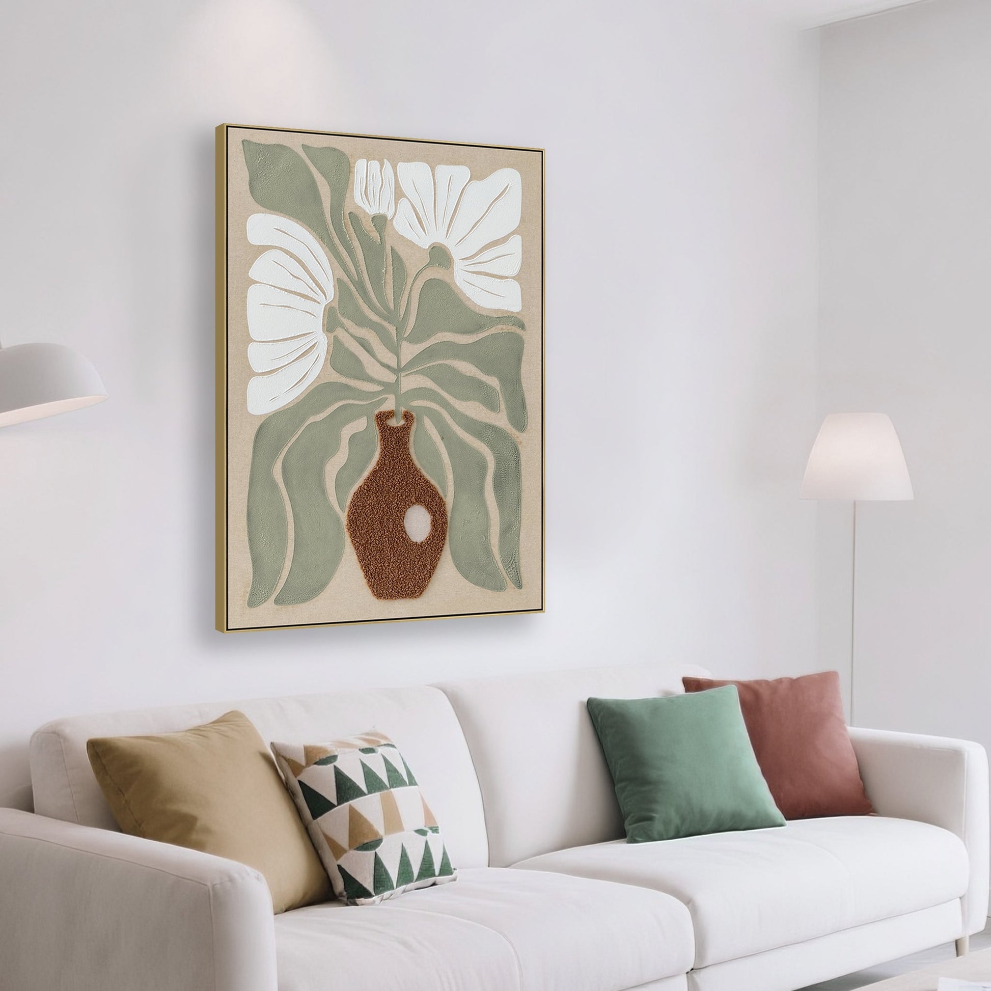 60 x 90cm Framed Canvas - Light Natural