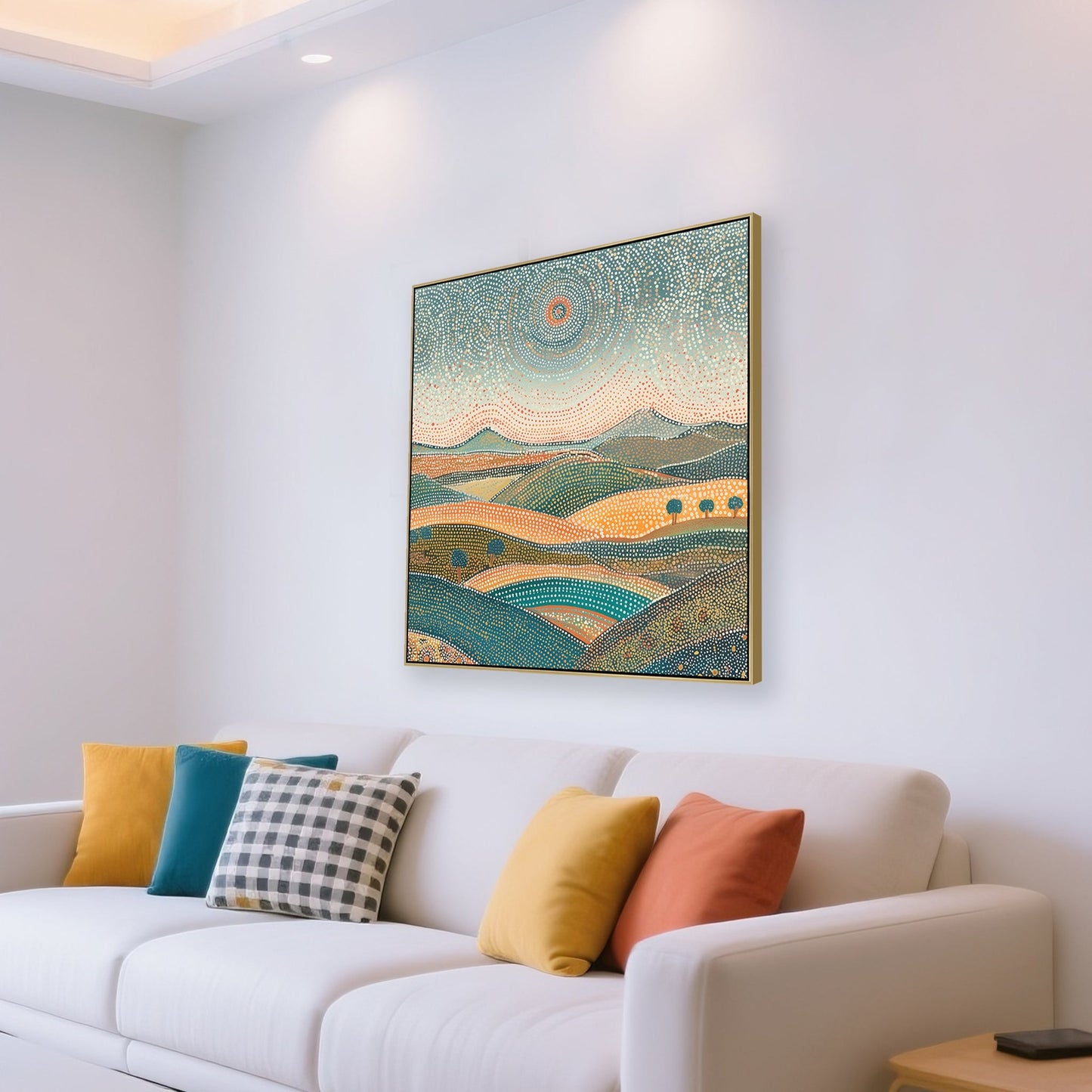80 x 80cm Framed Canvas - Light Natural