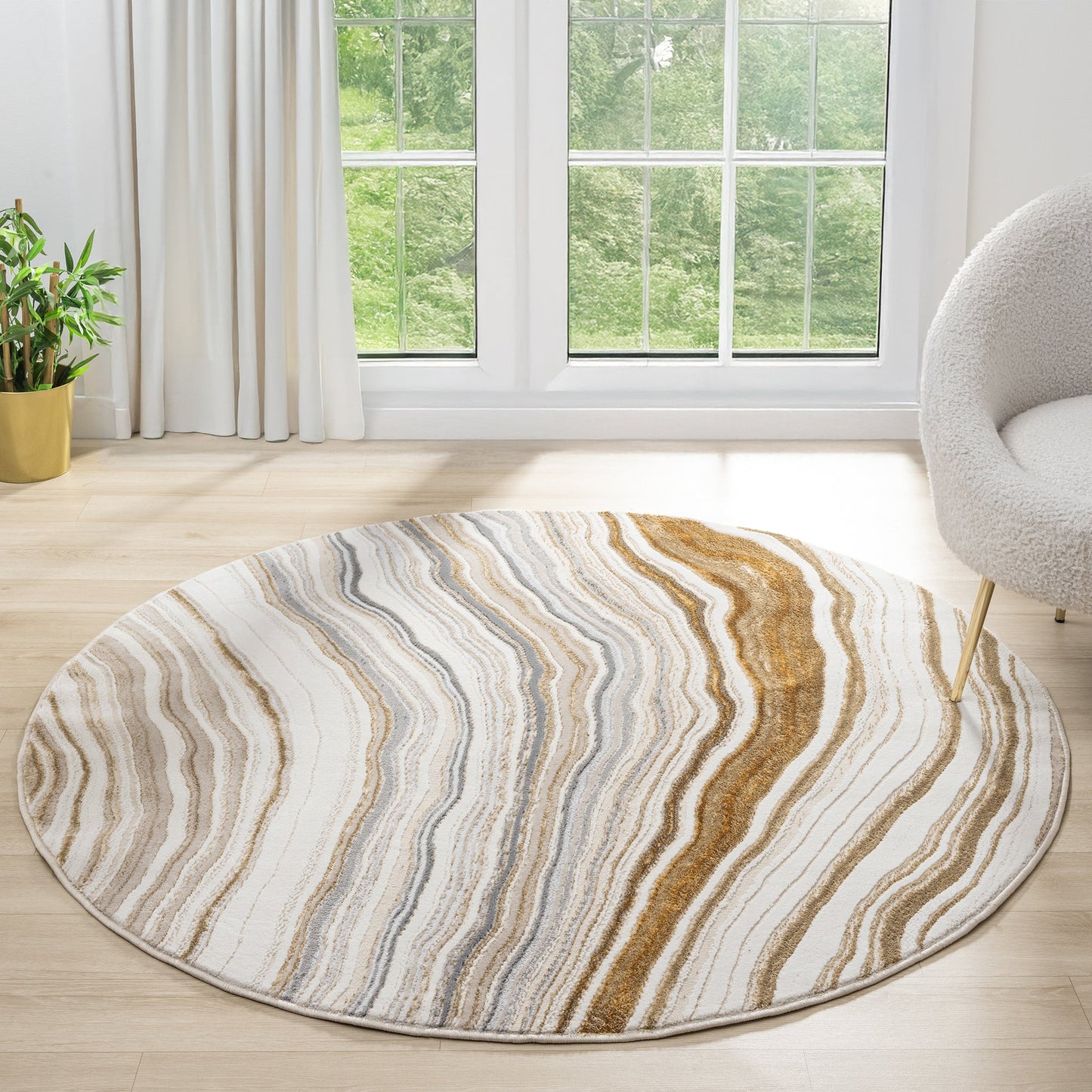 Amber 185 Stone Round Rug
