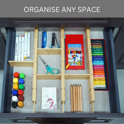 Bamboo Drawer Organisers with Inserts - 4 Pack