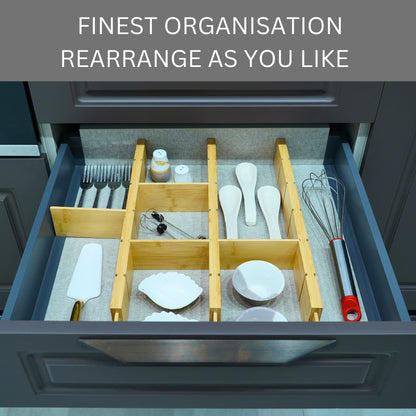 Bamboo Drawer Organisers with Inserts - 4 Pack
