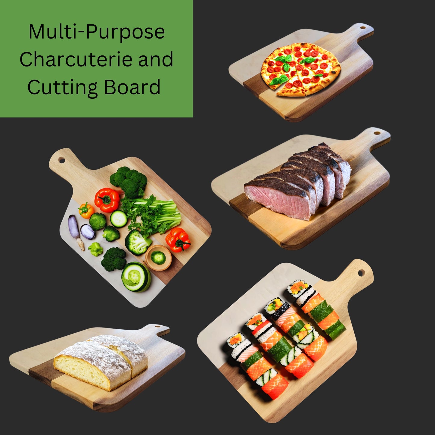 Acacia Wood & Marble Decorative Serving and Cutting Board