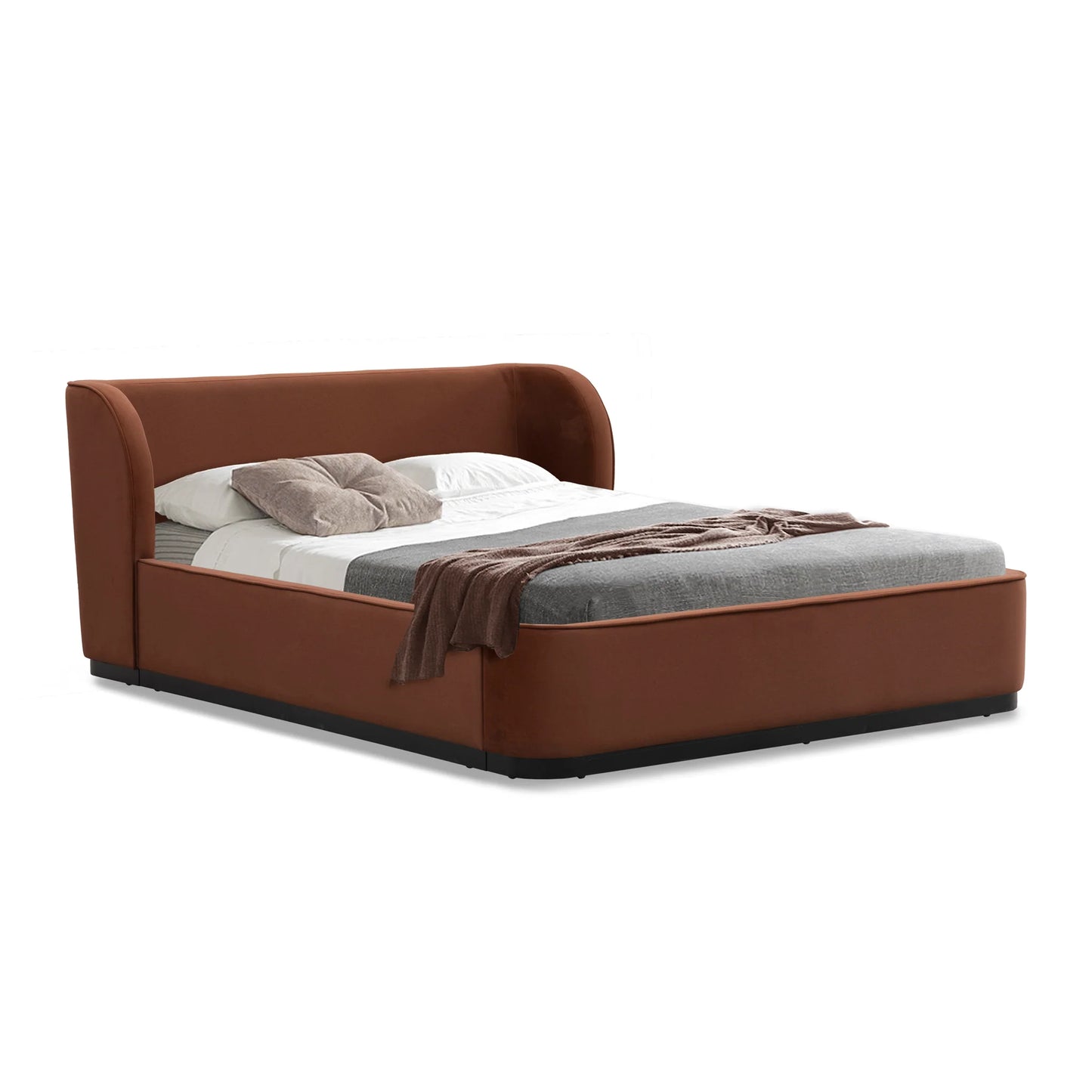 Queen Bed Frame - Burnt Maroon