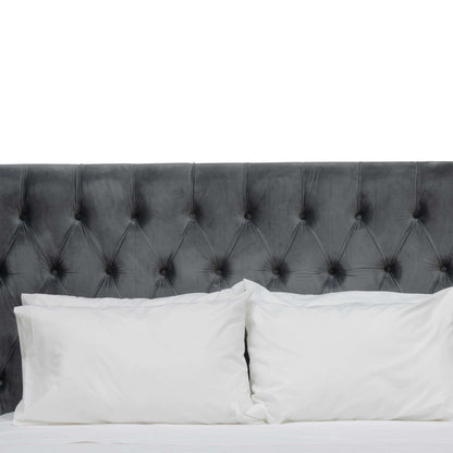 King Bed Frame - Charcoal Velvet