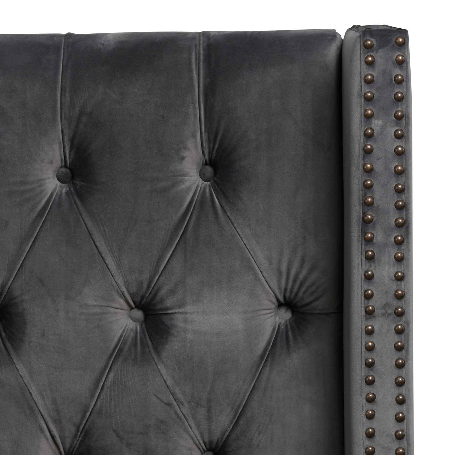 King Bed Frame - Charcoal Velvet