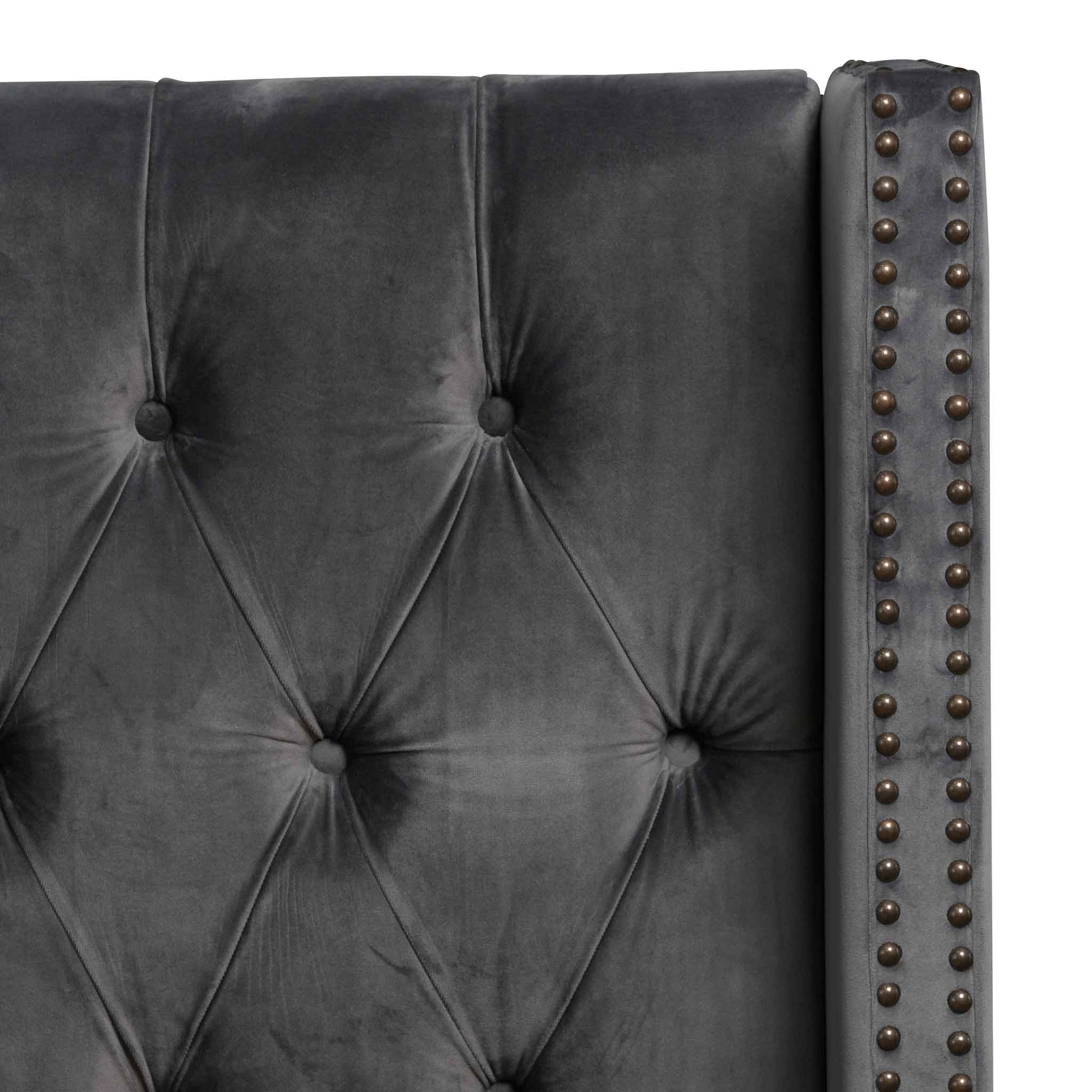 King Bed Frame - Charcoal Velvet
