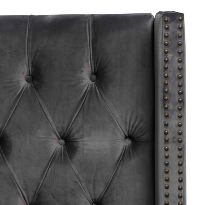 King Bed Frame - Charcoal Velvet