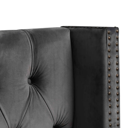 King Bed Frame - Charcoal Velvet
