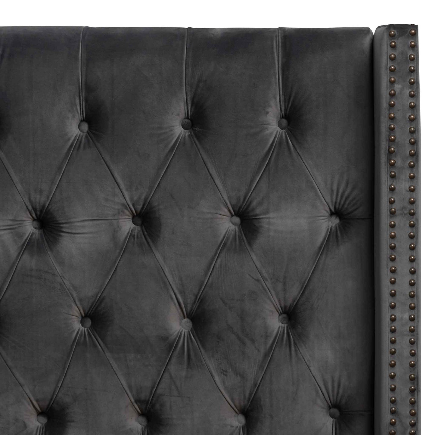 King Bed Frame - Charcoal Velvet
