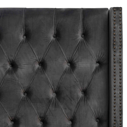 King Bed Frame - Charcoal Velvet