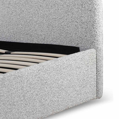 Single Sized Bed Frame - Cloudy Pepper Boucle with Storage