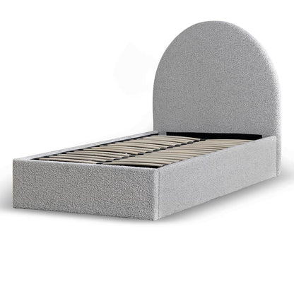Single Sized Bed Frame - Cloudy Pepper Boucle with Storage