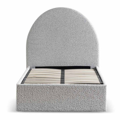 Single Sized Bed Frame - Cloudy Pepper Boucle with Storage