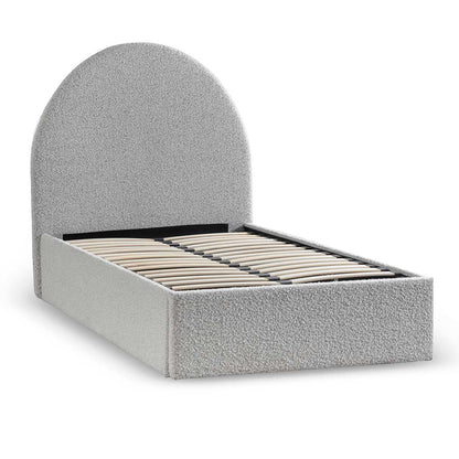 Single Sized Bed Frame - Cloudy Pepper Boucle with Storage