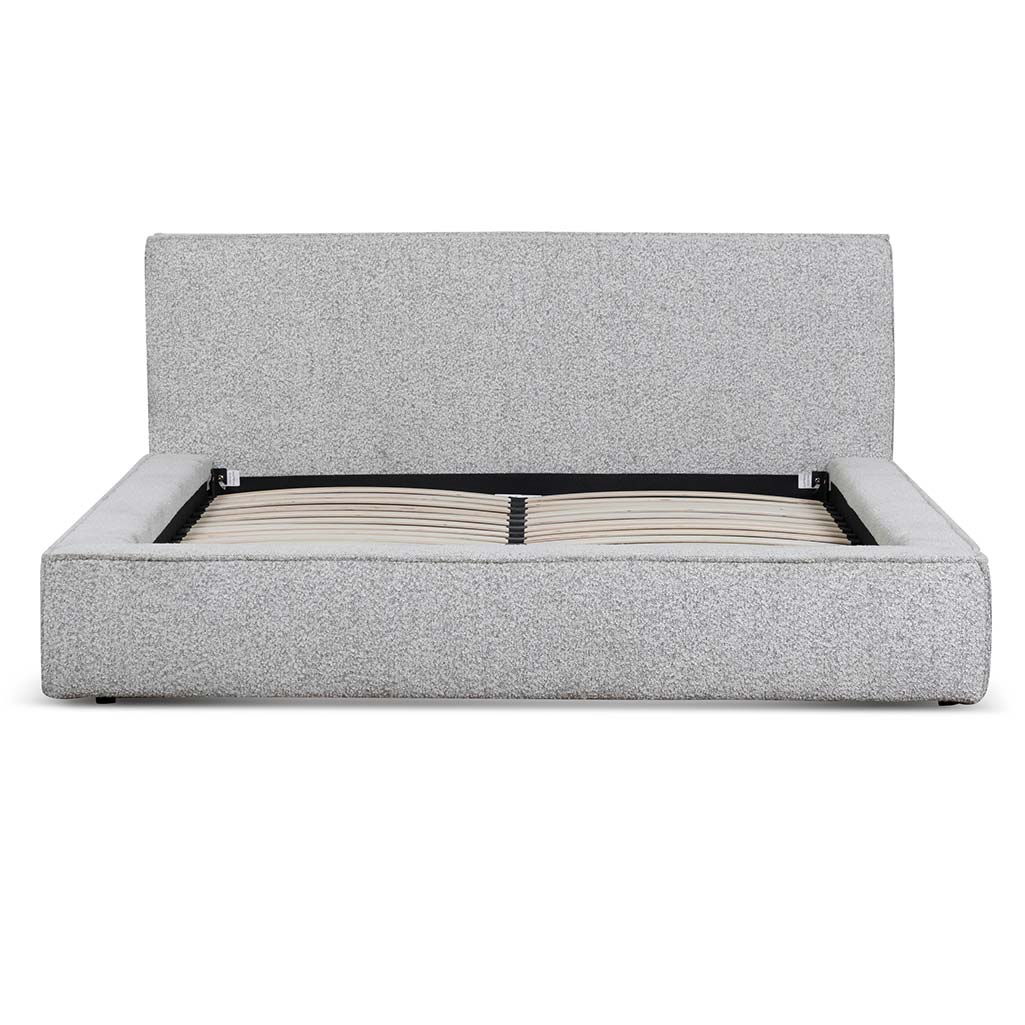 Queen Sized Bed Frame - Cloudy Pepper Boucle