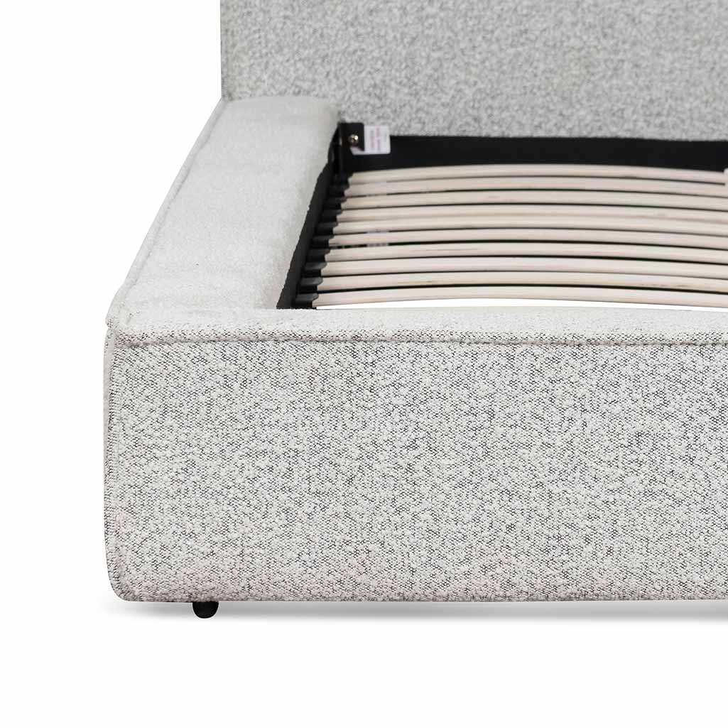 Queen Sized Bed Frame - Cloudy Pepper Boucle