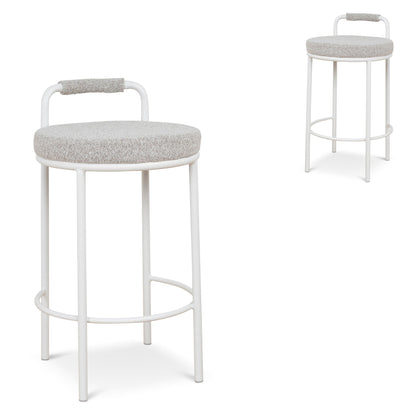 CBS10315-FH 65cm White Bar Stool - Clay Grey (Set of 2)