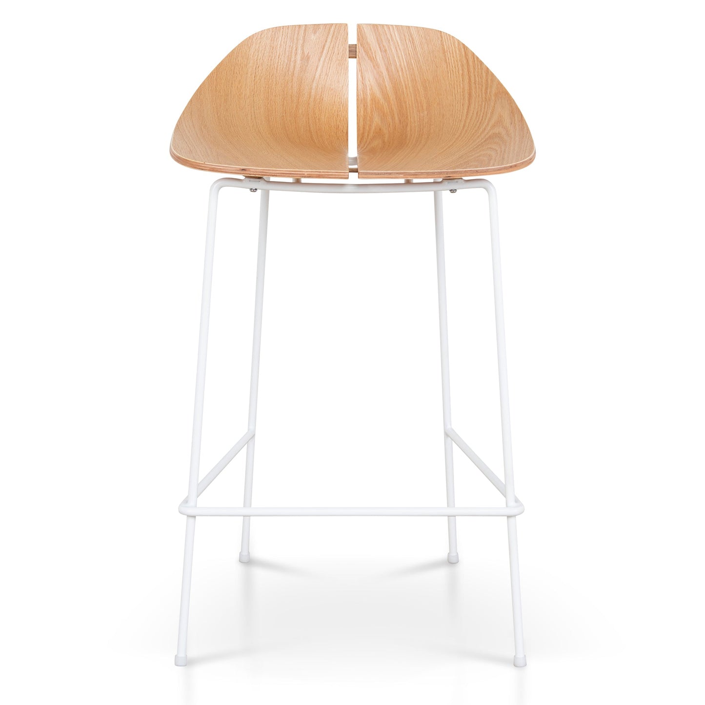 65cm Matte White Bar Stool - Natural