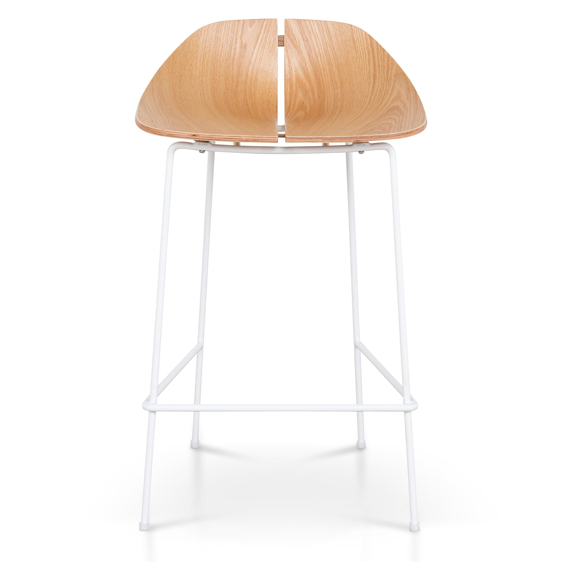 65cm Matte White Bar Stool - Natural