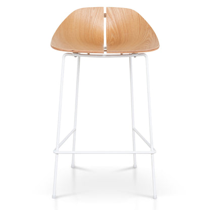 65cm Matte White Bar Stool - Natural