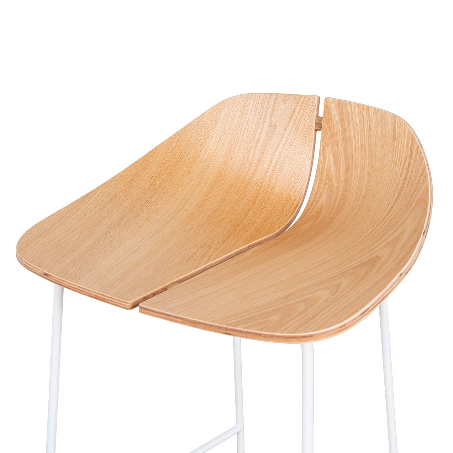 65cm Matte White Bar Stool - Natural