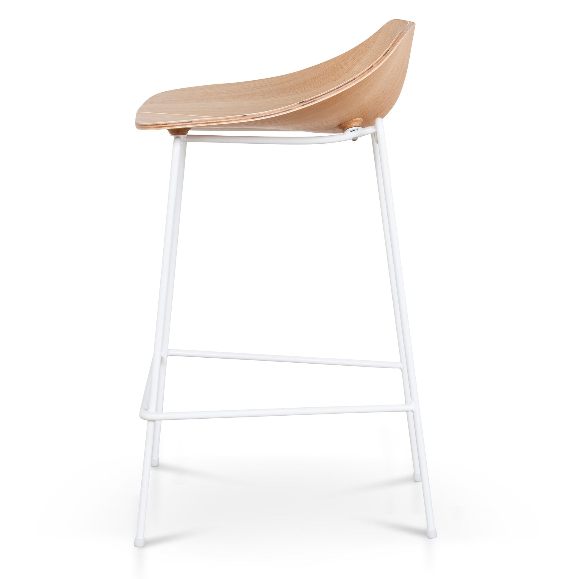 65cm Matte White Bar Stool - Natural