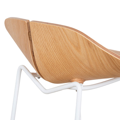 65cm Matte White Bar Stool - Natural