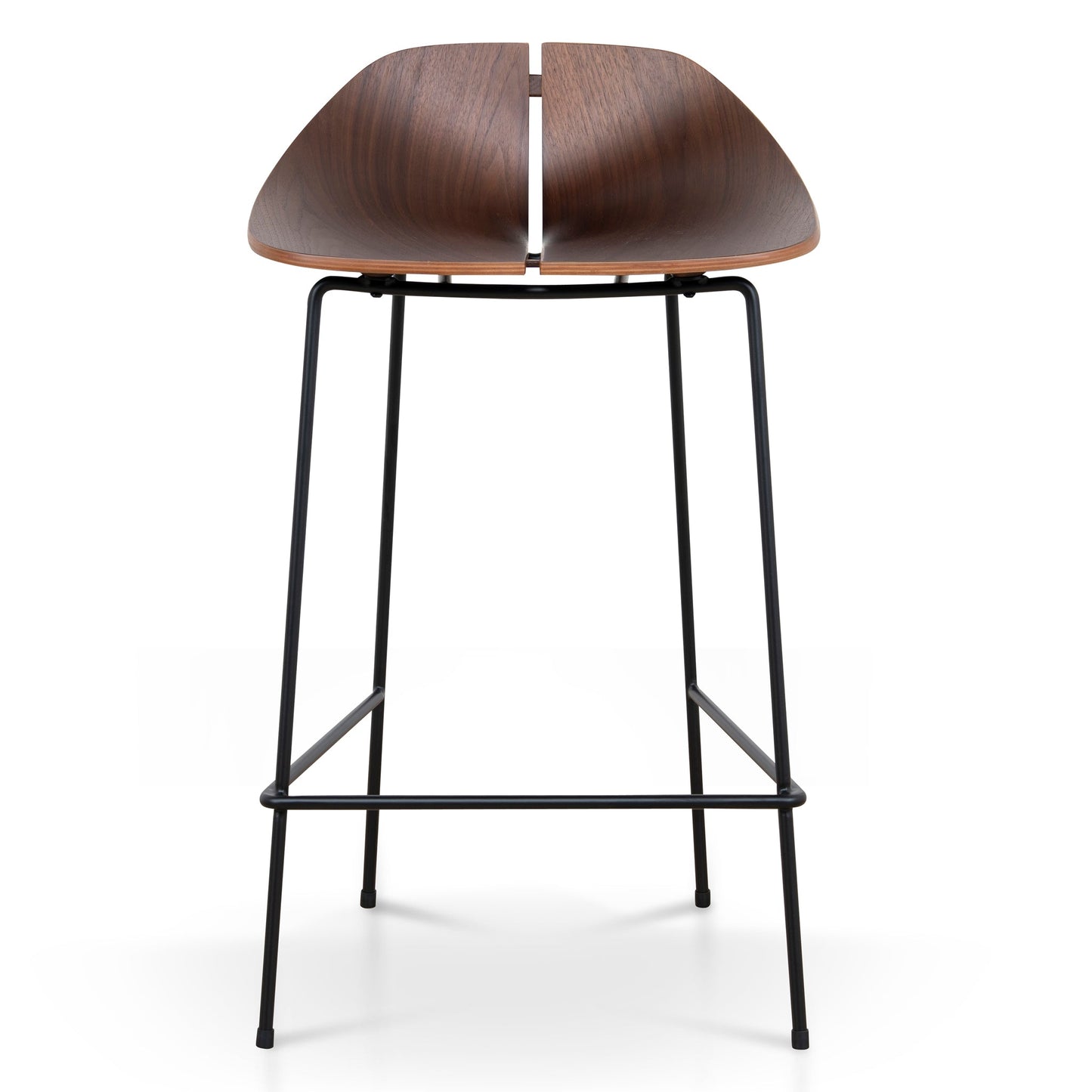 65cm Matte Black Bar Stool - Walnut