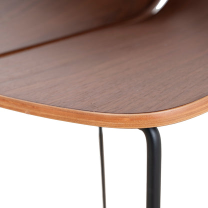 65cm Matte Black Bar Stool - Walnut