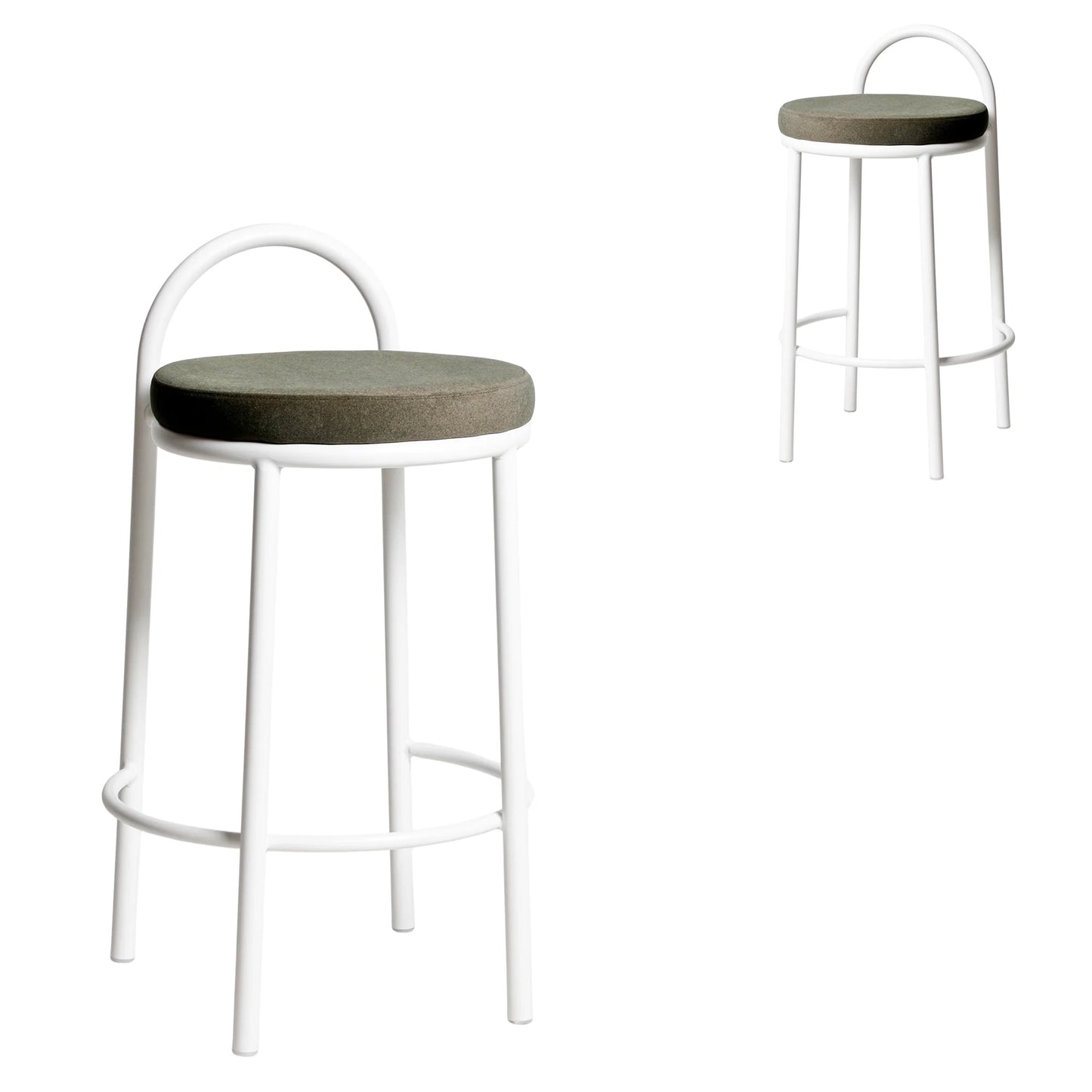 White Frame Bar Stool - Dark Moss Green (Set of 2)