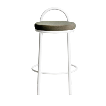 White Frame Bar Stool - Dark Moss Green (Set of 2)