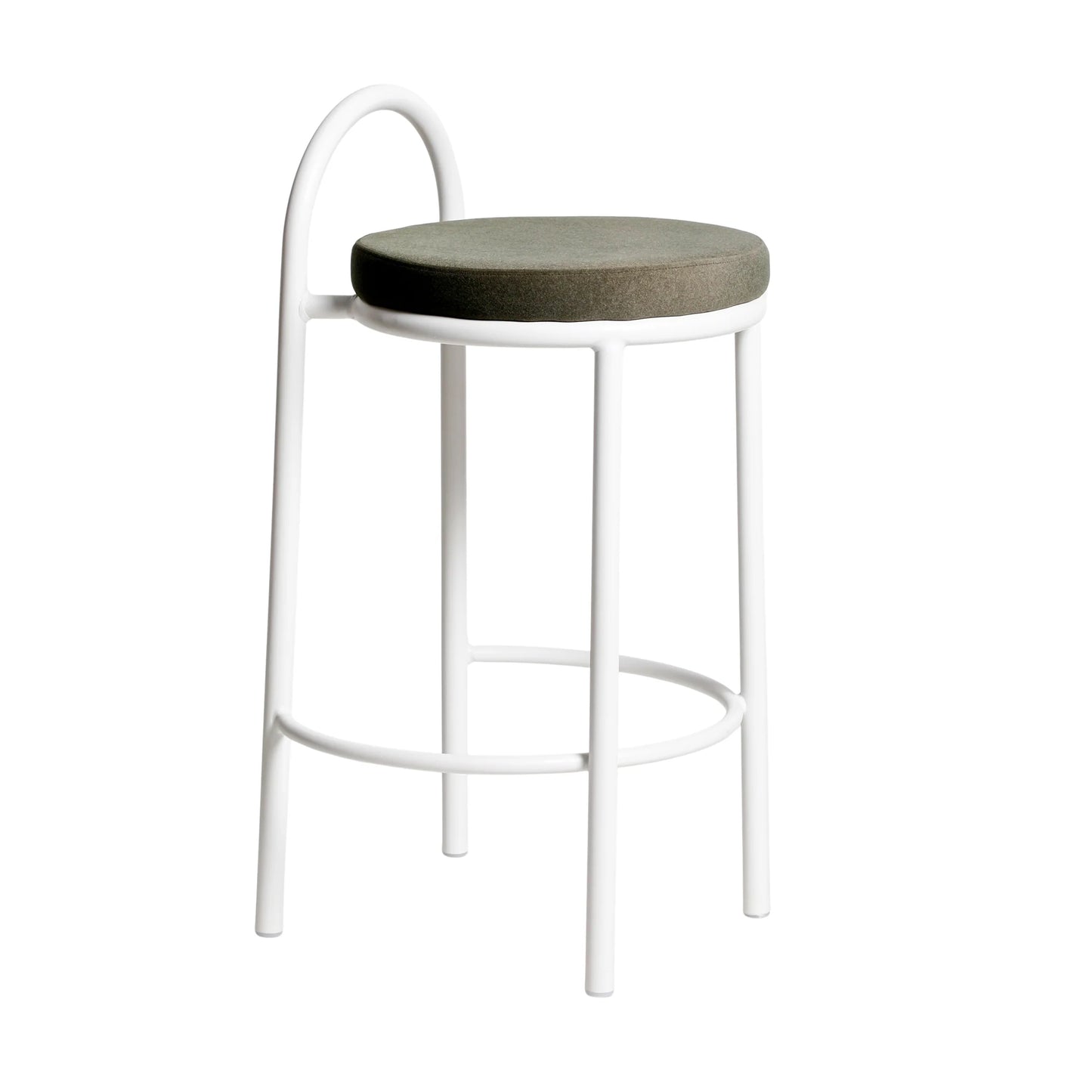 White Frame Bar Stool - Dark Moss Green (Set of 2)