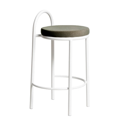 White Frame Bar Stool - Dark Moss Green (Set of 2)