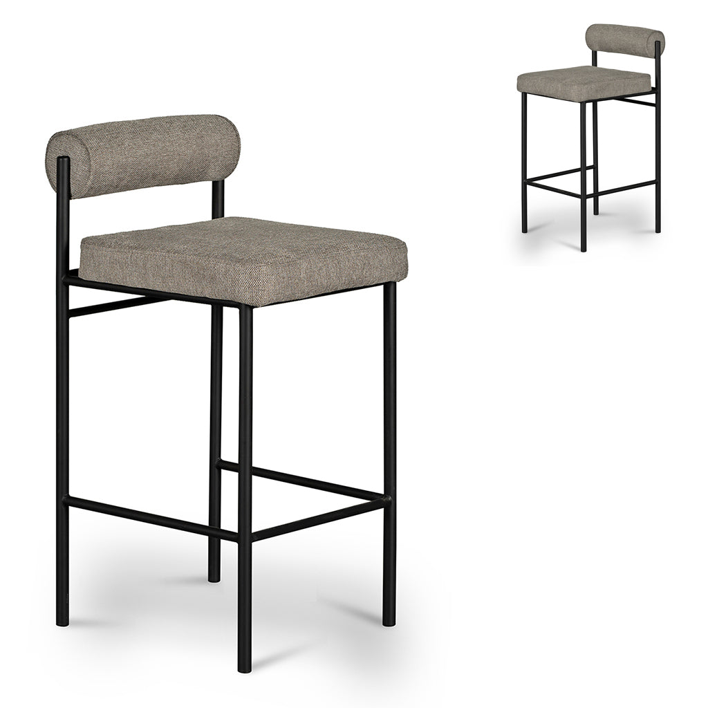 CBS8169-FH 65cm Fabric Bar Stool - Spec Smoke Grey (Set of 2)