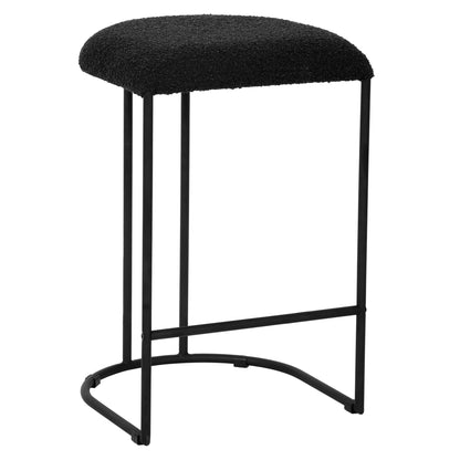 65cm Bar Stool - Black Boucle (Set of 2)