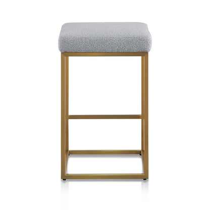 Hail Grey Bar Stool - Brushed Gold Base