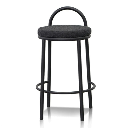 63cm Bar Stool - Black Boucle (Set of 2)