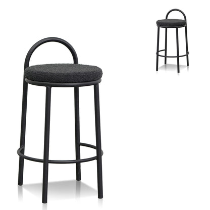 63cm Bar Stool - Black Boucle (Set of 2)