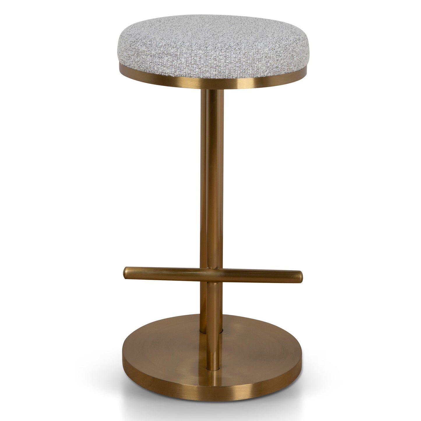 68cm Brushed Gold Bar Stool - Silver Grey Boucle