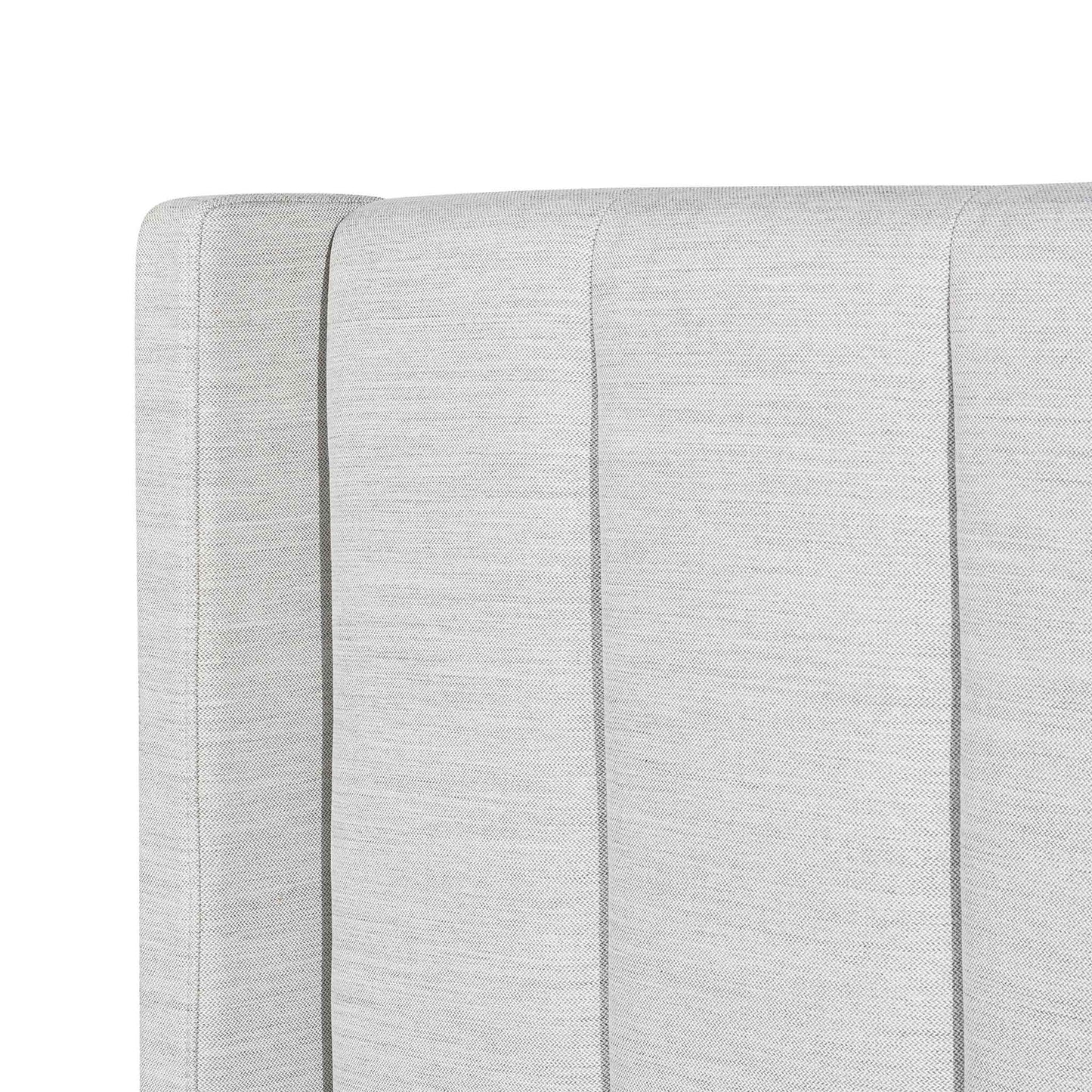 Fabric Single Bed Frame - Pearl Grey with Storage