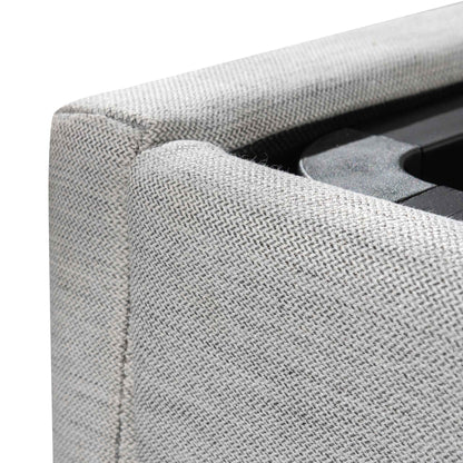 Fabric Single Bed Frame - Pearl Grey with Storage